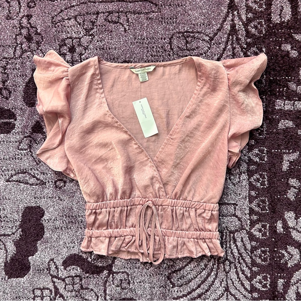American Eagle mauve pink ruffle blouse